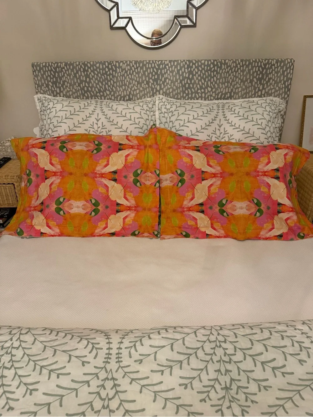 Laura Park Designs Pair of Marigold pattern Standard Linen Cotton Shams